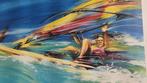 Sparts litho Surfer, Lia van Hengstum, genummerd. S41, Minder dan 50 cm, Minder dan 50 cm, Schilderij, Gebruikt