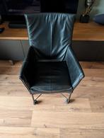 Leren fauteuil met metalen frame, Huis en Inrichting, Fauteuils, Ophalen, Gebruikt, 50 tot 75 cm