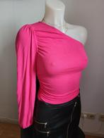Crop top blouse met één schouder, Ophalen of Verzenden, Zo goed als nieuw, Lange mouw, Roze