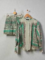 Ibana set blouse shorts print creme linnen groen 36 S small, Kleding | Dames, Ophalen of Verzenden, Zo goed als nieuw, Maat 36 (S)