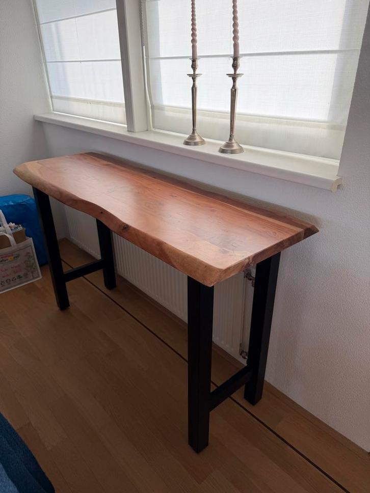 Bartafel Mango Hout & Zwart Staal - 150cm, Huis en Inrichting, Tafels | Sidetables, Nieuw, 50 tot 75 cm, 150 tot 200 cm, Rechthoekig