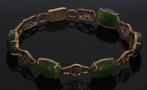 Klassieke 14k gouden Vintage Jade Nefriet armband edelsteen, Goud, Goud, Met edelsteen, Ophalen of Verzenden