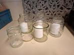 Glazen Potten met Kaarsjes - Wedding Deco, Huis en Inrichting, Woonaccessoires | Kandelaars en Kaarsen, Overige materialen, Gebruikt