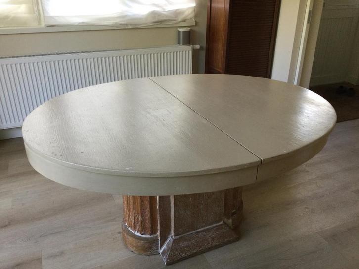 GRATIS  Ovale eettafel uitschuifbaar tot 465 cm  “opknapper”, Huis en Inrichting, Tafels | Eettafels, Gebruikt, 100 tot 150 cm