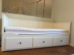 IKEA  Hemnes Bed Bank - Uitschuifbaar tot tweepersoonsbed, Ophalen, Gebruikt, Wit, Tweepersoons