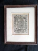 Familiewapen 1694 kopergravure; Losua VAN BELLE, Antiek en Kunst, Ophalen of Verzenden