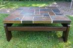 Salontafel, hout/leisteen/, Brutalistisch, jaren 70, Ophalen, Gebruikt, 100 tot 150 cm, Vierkant