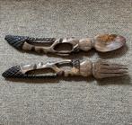 Houtsnijwerk vork en lepel, Antiek en Kunst, Ophalen of Verzenden