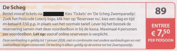 De Sheg, Deventer. Entree € 7,50 p.p. Postcodeloterij bon 89, Tickets en Kaartjes, Recreatie | Pretparken en Attractieparken, Drie personen of meer