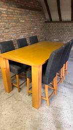 Hoge keukentafel met 6 stoelen, Huis en Inrichting, Tafels | Eettafels, Zo goed als nieuw, 150 tot 200 cm, Rechthoekig, 50 tot 100 cm