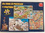 Jan van Haasteren 3 puzzels in 1 doos, Ophalen of Verzenden, 500 t/m 1500 stukjes, Zo goed als nieuw, Legpuzzel