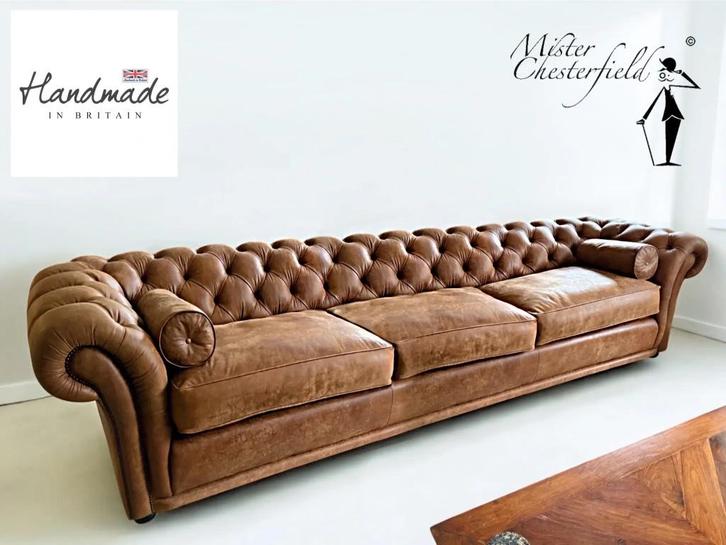 Beste comfort (XL) Engels Chesterfield maatwerk, Huis en Inrichting, Banken | Bankstellen, Zo goed als nieuw, Rechte bank, Overige maten