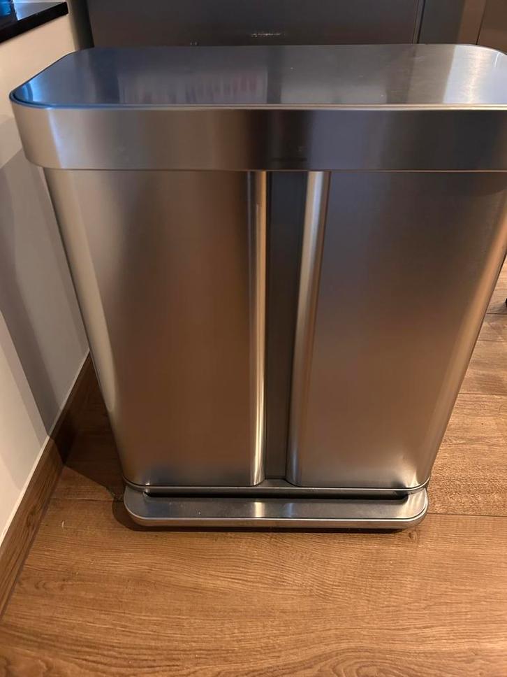 Simple Human prullenbak recyling, Huis en Inrichting, Woonaccessoires | Prullenbakken, Gebruikt, Rvs, Minder dan 50 cm, 40 liter of meer