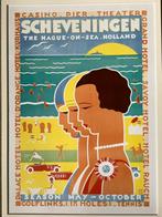 Poster Scheveningen Louis Kalf strand den haag zee retro, Rechthoekig Staand, Ophalen of Verzenden, Zo goed als nieuw, A1 t/m A3