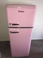 Amica retro roze koelkast, 100 tot 150 liter, Met vriesvak, Zo goed als nieuw, 160 cm of meer