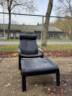 Zwarte Poang Stoel + Voetenbank, Huis en Inrichting, Fauteuils, Ophalen, 75 tot 100 cm, Zo goed als nieuw, 50 tot 75 cm