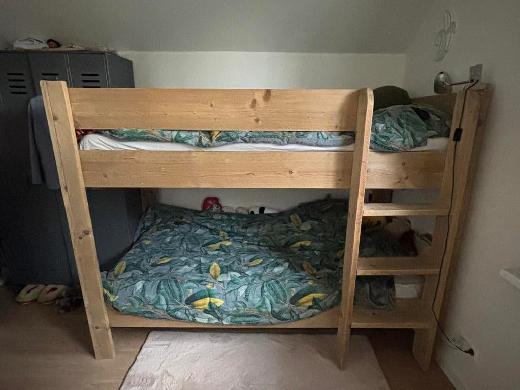 Steigerhouten stapelbed, Kinderen en Baby's, Kinderkamer | Stapelbedden en Hoogslapers, Ophalen, Zo goed als nieuw, Stapelbed