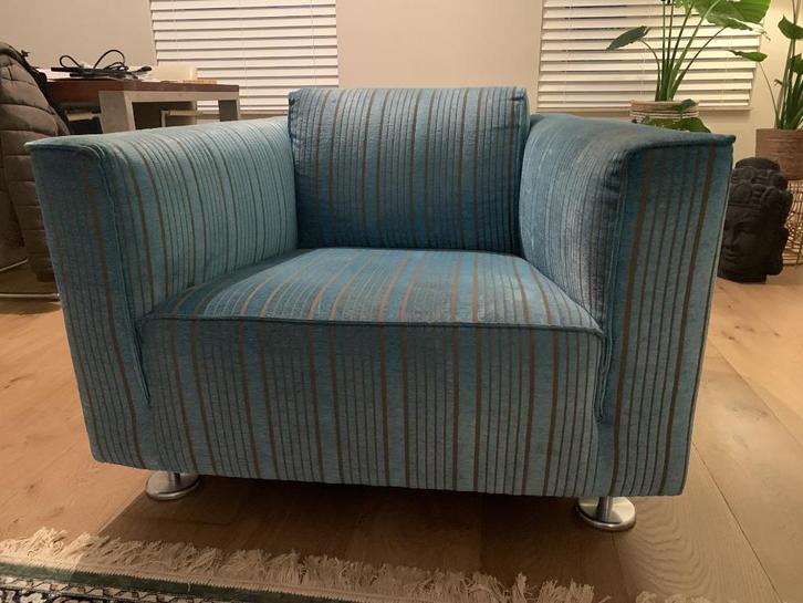Design on Stock Blizz fauteuil – Unieke turquoise stof, Huis en Inrichting, Fauteuils, Gebruikt, Ophalen of Verzenden