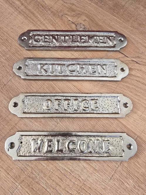Antieke stalen deurlabels in zilver / deurbordjes, doorsigns, Antiek en Kunst, Antiek | Overige Antiek, Ophalen of Verzenden