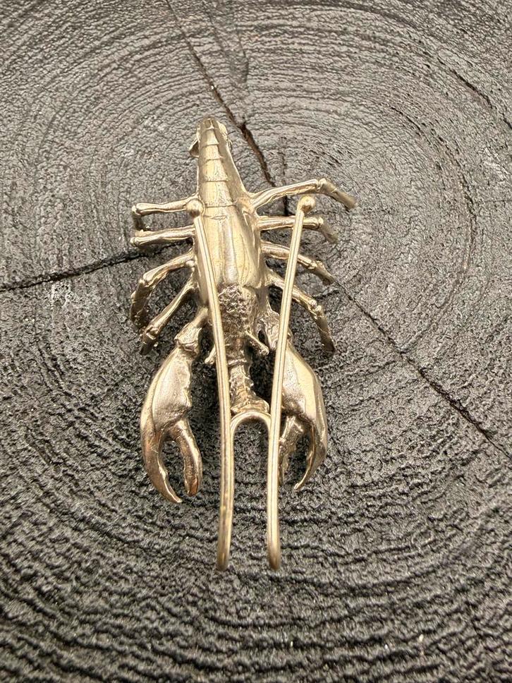 Zilveren Miniatuur Kreeft / Garnaal, Antiek en Kunst, Antiek | Goud en Zilver, Zilver, Ophalen of Verzenden