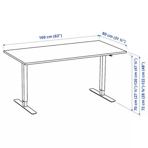 TROTTEN Bureau zit/sta, wit, 160x80 cm, Huis en Inrichting, Bureaus, Zo goed als nieuw, Bureau, In hoogte verstelbaar, Ophalen