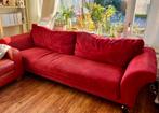 Rode gebruikte stoffen bank, Huis en Inrichting, Ophalen, Gebruikt, 75 tot 100 cm, Rechte bank