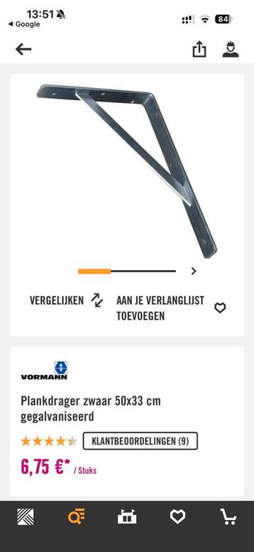 Plankendragers 330x550 mm zwaar - 12 stuks beschikbaar beschikbaar voor biedingen