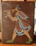 Etruskische / Romeinse schilderij op hout, Fluitist, Ophalen of Verzenden
