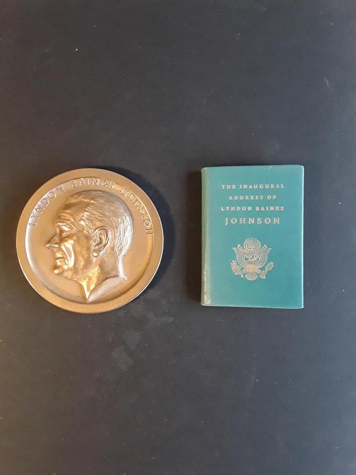 Medaille inauguratie Lyndon Baines Johnson, Postzegels en Munten, Penningen en Medailles, Overige materialen, Ophalen of Verzenden