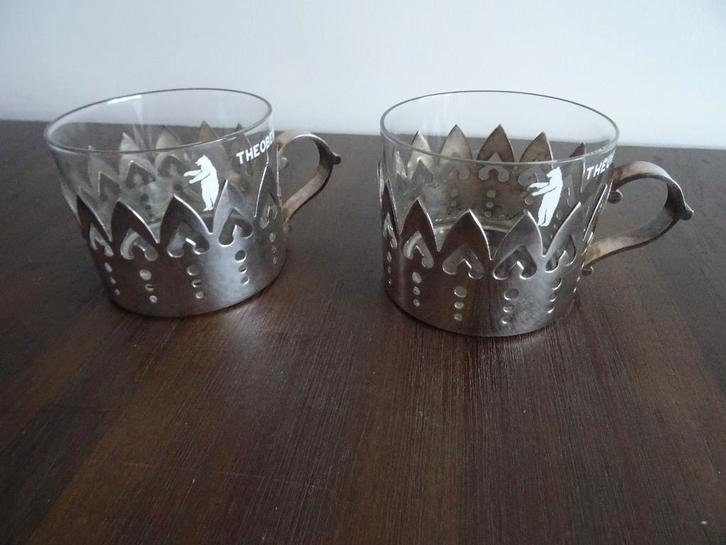 Zilveren theeglashouders zilvermerk staande beer en 4, Antiek en Kunst, Antiek | Goud en Zilver, Zilver, Ophalen of Verzenden