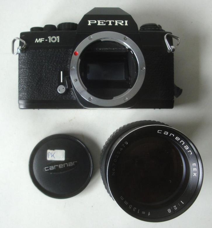 Petri MF-101 analoog fototoestel, met Carenar EEK 1:2,8 135, Audio, Tv en Foto, Fotocamera's Analoog, Gebruikt, Spiegelreflex
