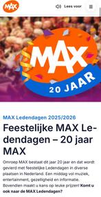 MAX feestelijke ledendag Eindhoven, Tickets en Kaartjes, Eén persoon, Overige soorten, Arrangement, Overige typen