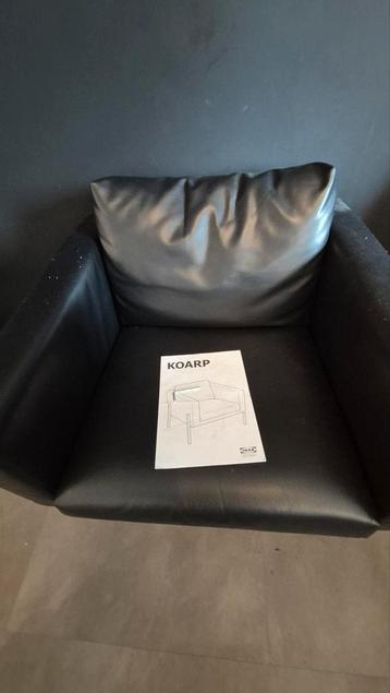 vierkante stoel, koarp ikea, zwart leerachtig beschikbaar voor biedingen