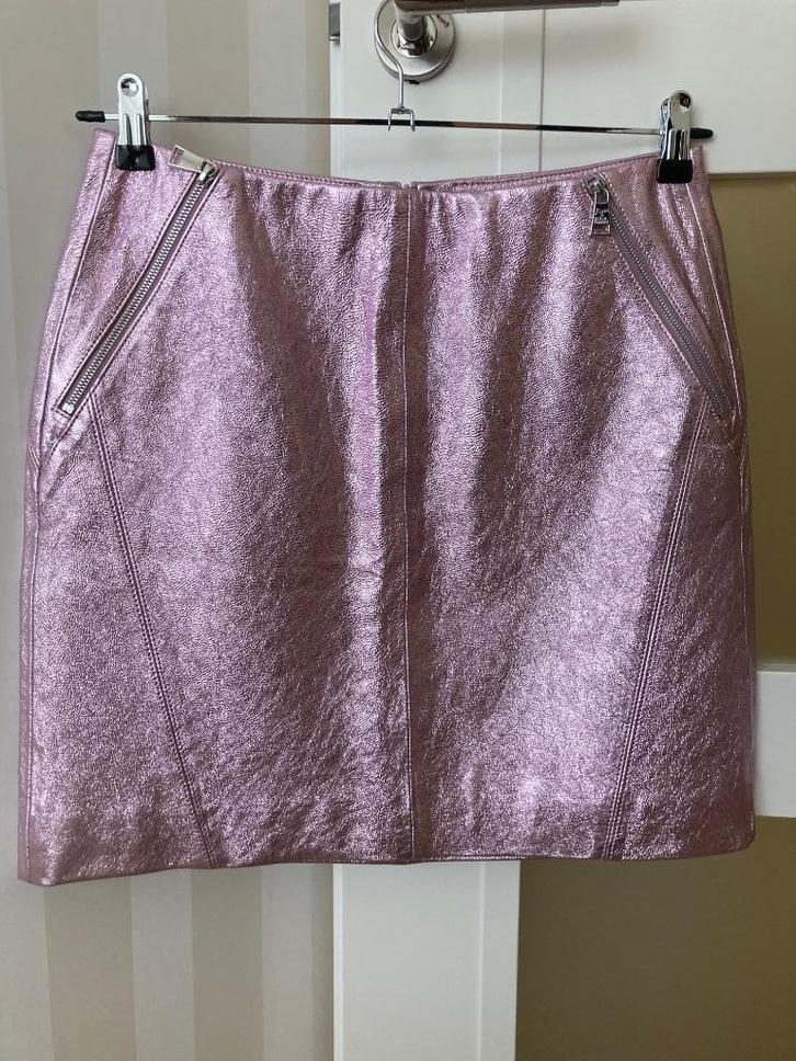 z.g.a.n. Karl Lagerfeld Kaia roze metallic leren rok, mt 38, Kleding | Dames, Rokken, Zo goed als nieuw, Maat 38/40 (M), Roze