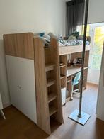 Hoogslaper Uniq 90x200 met bureau - eik/wit, Huis en Inrichting, Gebruikt, Tweepersoons, Ophalen of Verzenden, 200 cm
