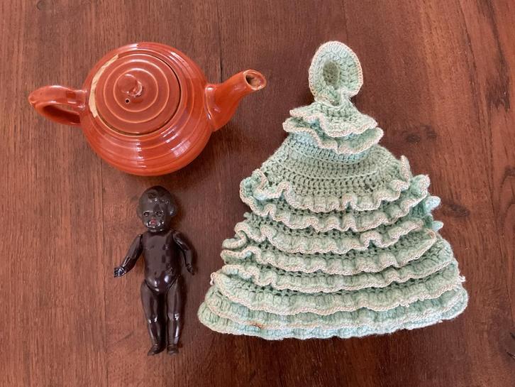 Vintage Zwart Popje, Theemuts & Theepotje, Antiek en Kunst, Curiosa en Brocante, Ophalen of Verzenden