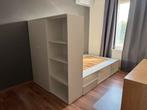 Bed van 140 x 200 met kast van 140 x 163, Ophalen, Gebruikt, Wit, Tweepersoons
