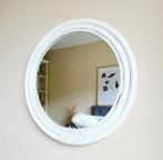 Prachtige vintage witte ronde rotan spiegel!, Minder dan 50 cm, Rond, Ophalen of Verzenden, Zo goed als nieuw
