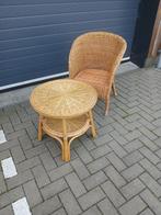 Rotan Tafeltje en stoel, Huis en Inrichting, 45 tot 60 cm, Overige materialen, Gebruikt, Rond