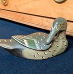 Vintage handgesneden handgeschilderde houten eend duck decor, Antiek en Kunst, Ophalen of Verzenden
