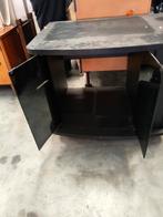 Zwarte TV-meubel met deurtjes, Ophalen, Overige materialen, Minder dan 50 cm, Gebruikt