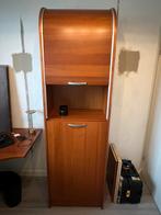 Unieke boekenkast met rolluik 62b,41d,209h kersenhoutfineer, Ophalen, Met deur(en), 200 cm of meer, 50 tot 100 cm