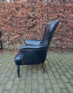 Vintage leren clubfauteuil, Engelse stijl, leer en nagelrand, Ophalen