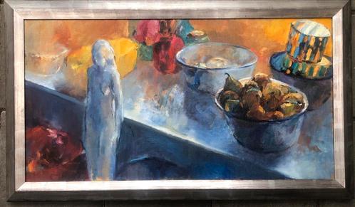 Krachtig stilleven Dinie Boogaart 45x85, Antiek en Kunst, Kunst | Schilderijen | Modern, Ophalen of Verzenden