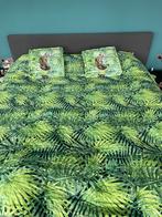 Grote jungle deken met kussens blaadjes 2-persoons, Tweepersoons, Ophalen of Verzenden, Groen, Deken of Dekbed
