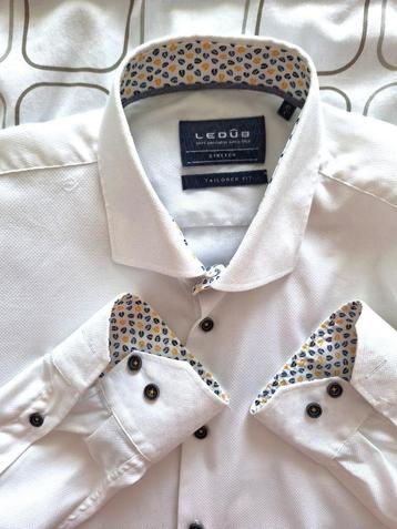 Wit overhemd - LEDUB - stretch - tailored fit - Maat 41-L beschikbaar voor biedingen