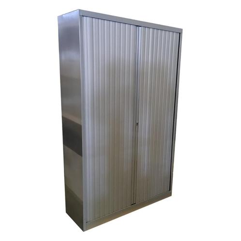 Roldeurkast zilvergrijs lichtgrijs H195 x B120 x D45, Huis en Inrichting, Kasten | Roldeurkasten en Archiefkasten, Gebruikt, 150 tot 200 cm