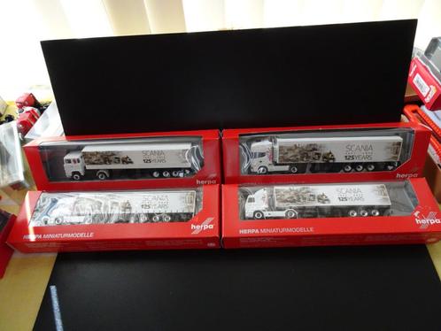 518 herpa scania 125 jaar set 4 stuks 1:87 truck trein, Hobby en Vrije tijd, Modelauto's | 1:87, Nieuw, Bus of Vrachtwagen, Herpa