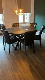 Zwarte ronde tafel, Rond, Ophalen of Verzenden, Zo goed als nieuw, Vijf personen of meer