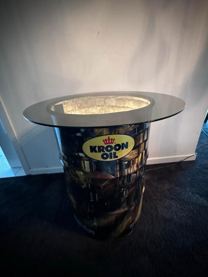 Olievat Tafel met Diepte Effect - EYECATCHER!, Huis en Inrichting, Tafels | Bijzettafels, Nieuw, Rond, 45 tot 60 cm, Minder dan 55 cm